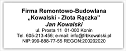 szablon pieczątki firmowej